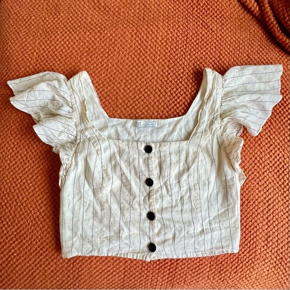 Zara | Linen Crop Top | Cream | Size Medium - Picture 1 of 6